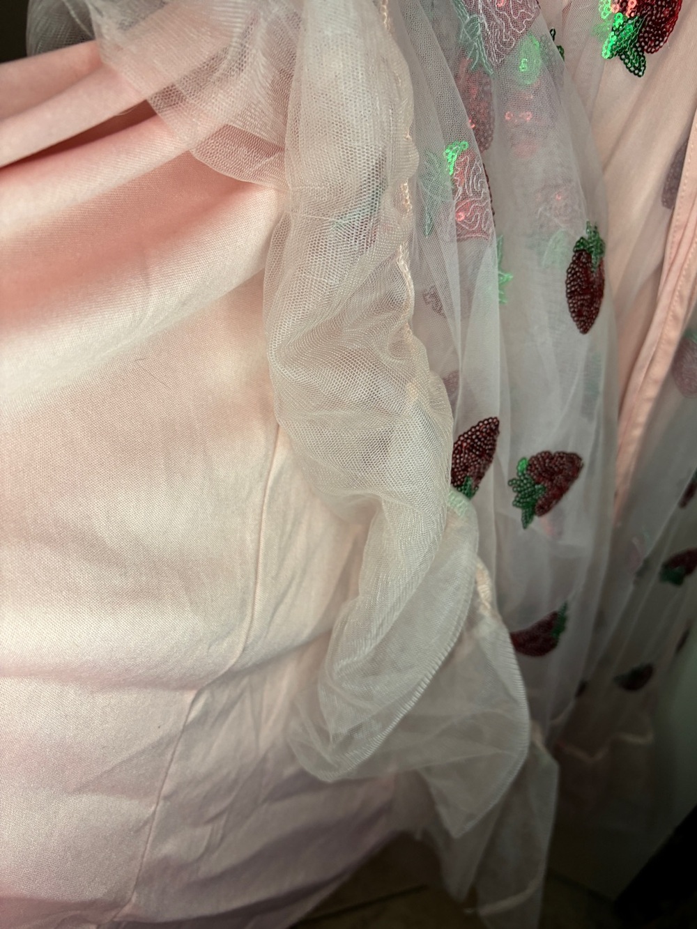 Pink Strawberry Sequin Tulle Maxi Dress Size Large Coquette NWOT - Picture 12 of 16